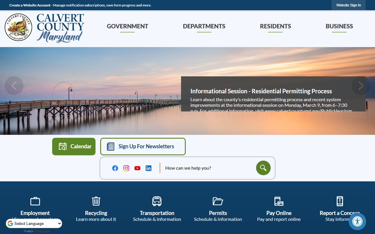Calvert County government website for Sheriff's Office and inmate population info