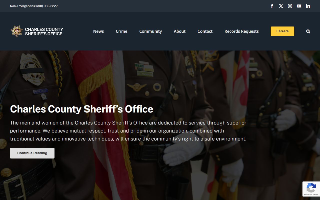 Charles County Sheriff's Office website for inmate population information