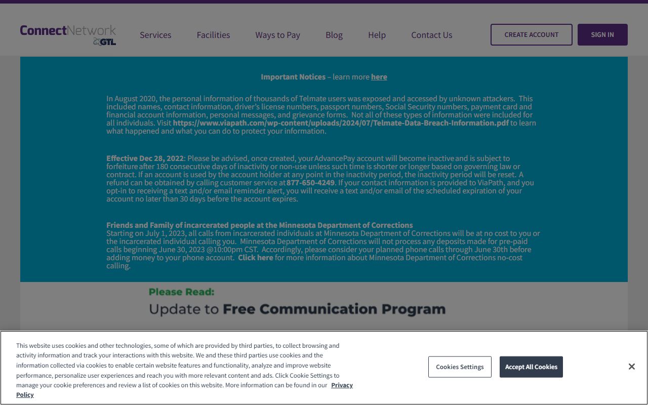 ConnectNetwork for Harford County inmate population phone and commissary services