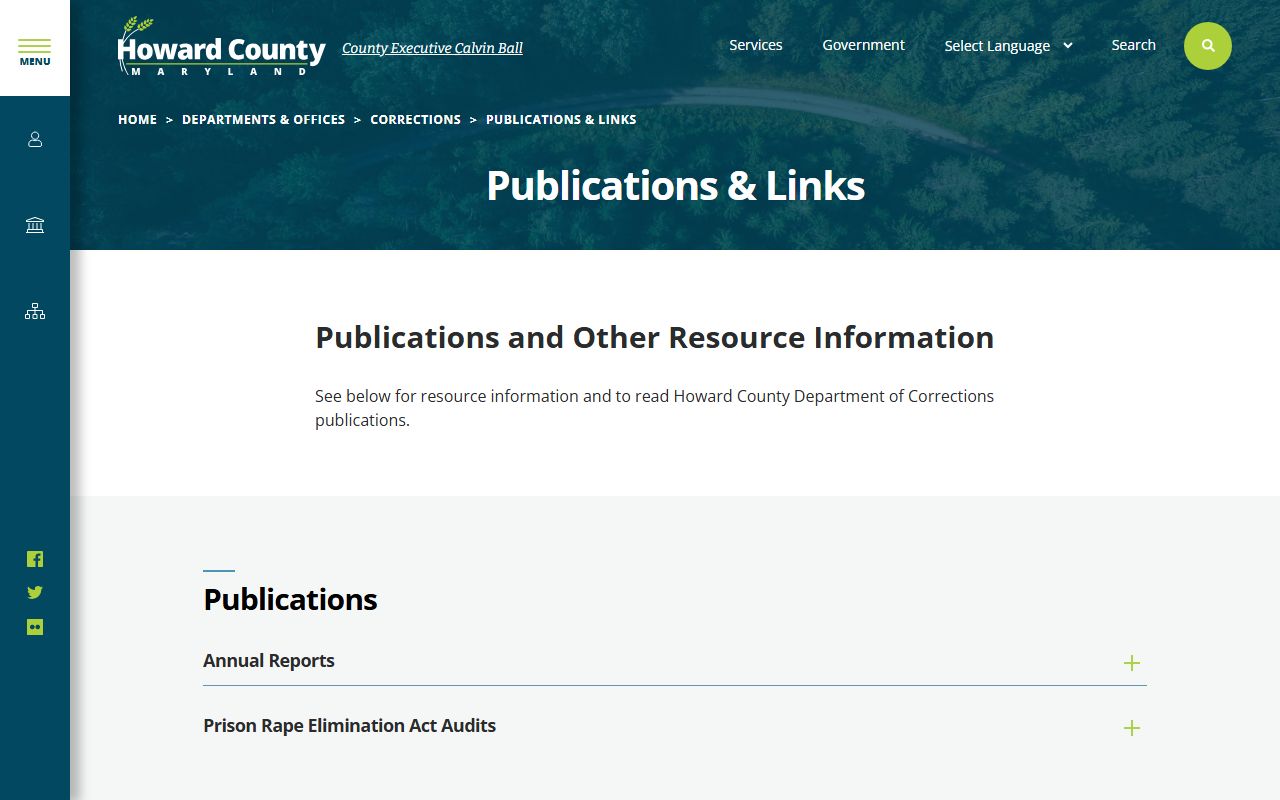Howard County annual reports on inmate population trends