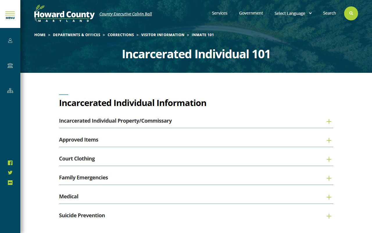 Howard County approved commissary items for inmate population