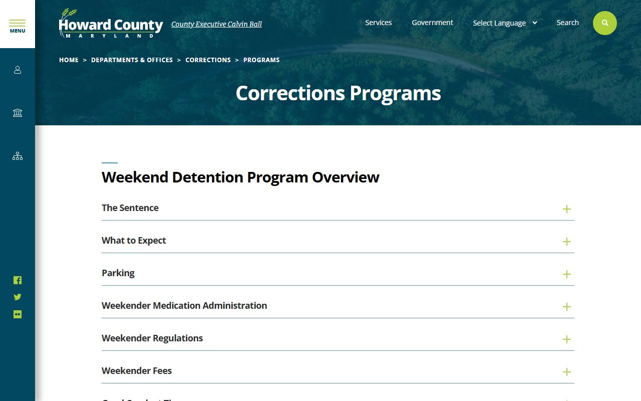 Howard County weekend detention and programs for inmate population