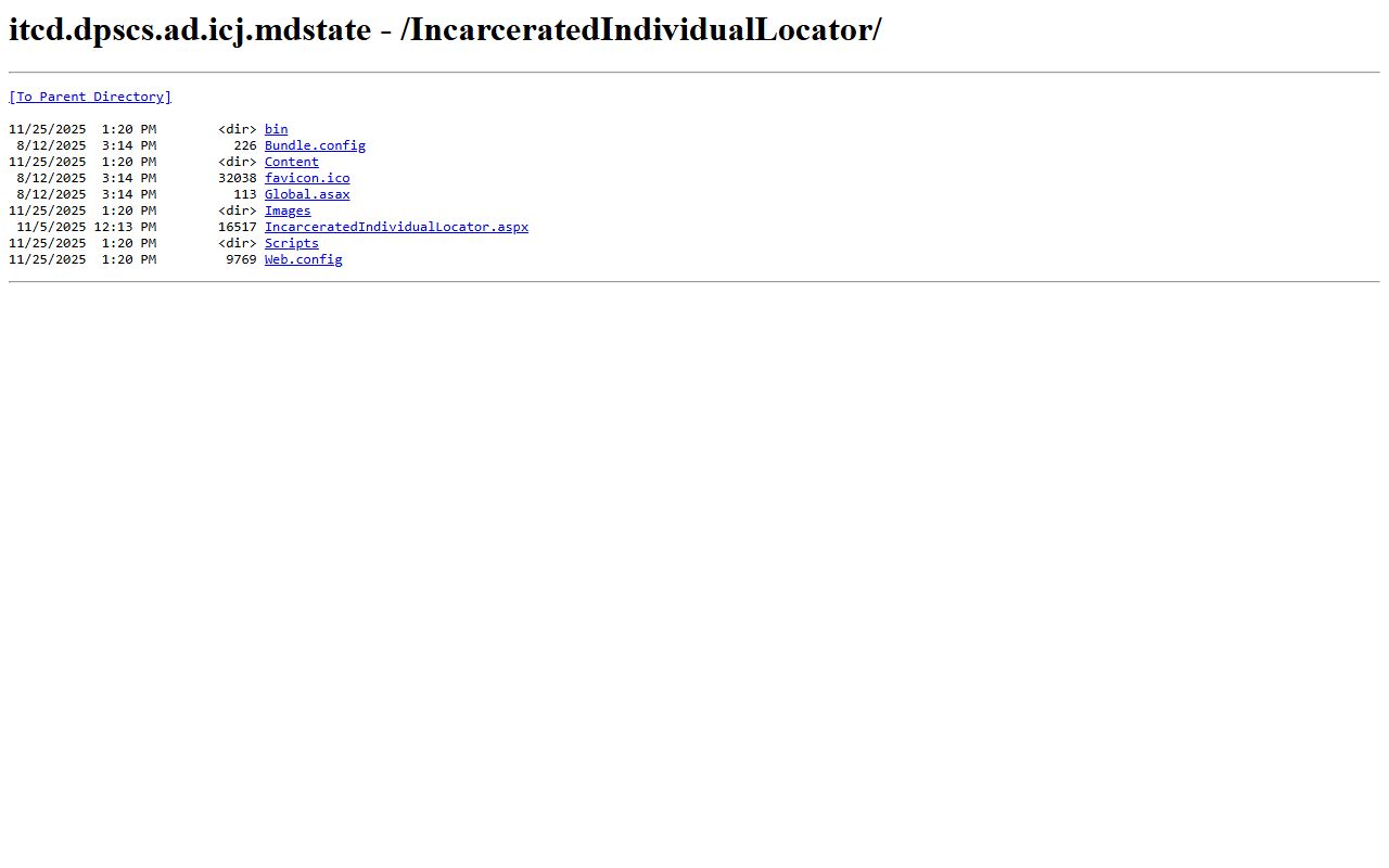 Maryland DPSCS inmate locator search page for checking inmate population
